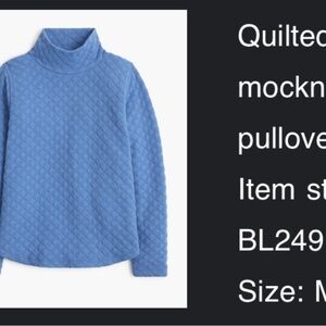 J.Crew Blue Quilted Mockneck Pullover Sweater
